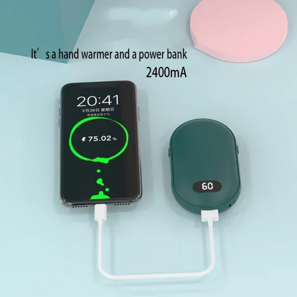 Hand Warmer USB Mobile Power Bank Charing Electric Hand Heater Warmer Mini Multi-Function Pocket Warmer Digital Display - Image 4