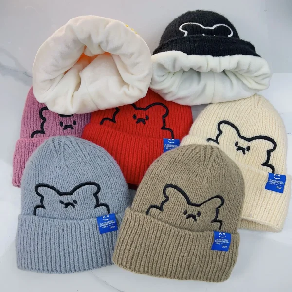 Cute Cartoon Bear Wool Beanie - Image 2