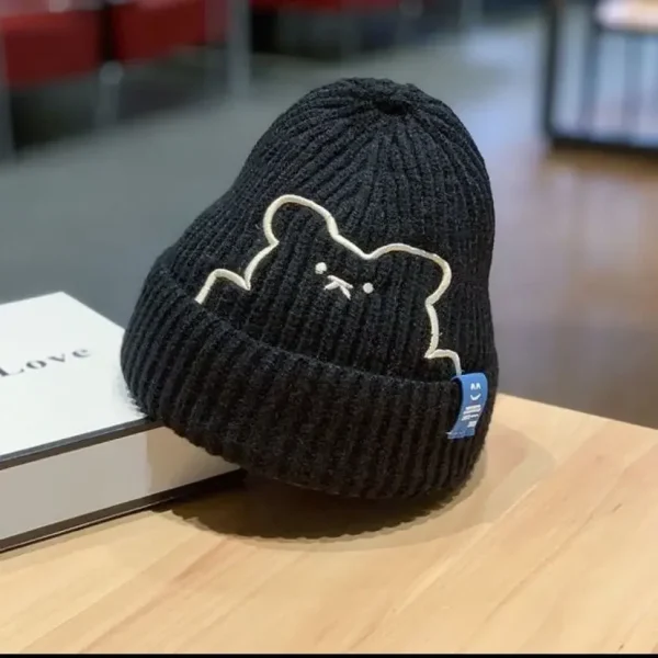 Cute Cartoon Bear Wool Beanie - Image 3