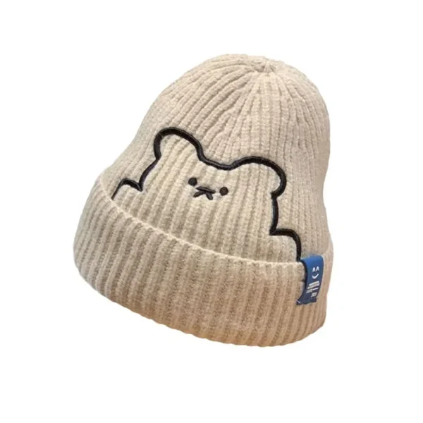 Cute Cartoon Bear Wool Beanie - Image 4