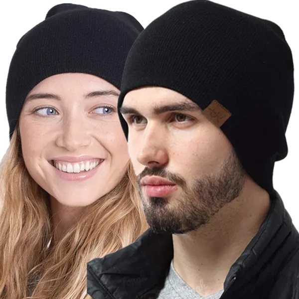Unisex URGENTMAN Labal Winter Hats Solid Color Knitted Hats For Men And Women Beanie Cap Outdoor Add Fur Lining Warm Sports Hats - Image 2