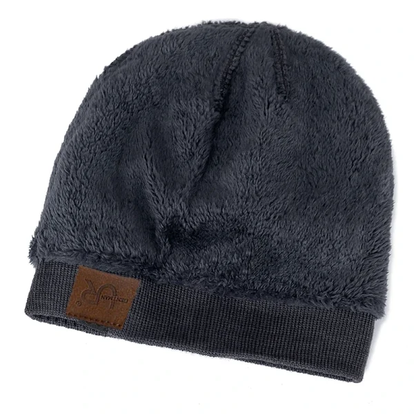 Unisex URGENTMAN Labal Winter Hats Solid Color Knitted Hats For Men And Women Beanie Cap Outdoor Add Fur Lining Warm Sports Hats - Image 4