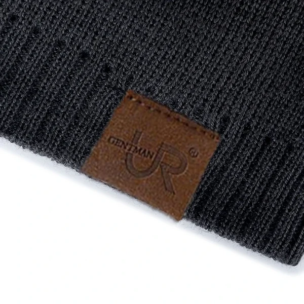 Unisex URGENTMAN Labal Winter Hats Solid Color Knitted Hats For Men And Women Beanie Cap Outdoor Add Fur Lining Warm Sports Hats - Image 5